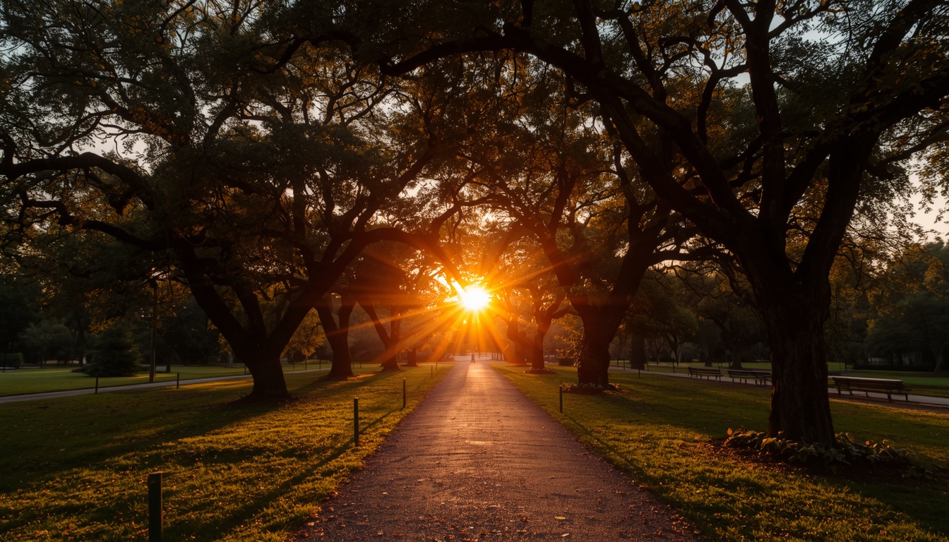 Sunrise path through San Antonio park for Forcenature walkers